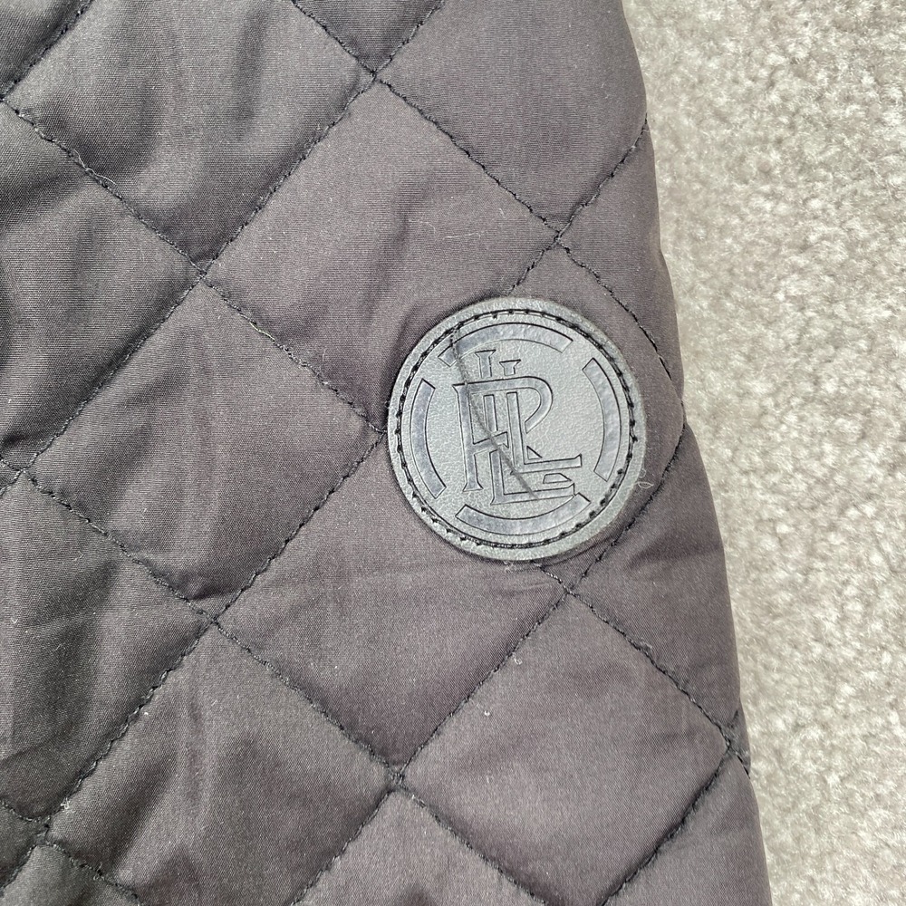 Lauren Ralph Lauren Quilted Jacket Women Size S Black Faux Leather Trim Snap - Picture 12 of 14
